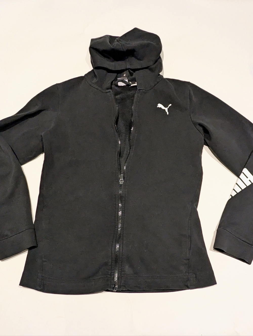 Puma Black and White Logo Tag Hoodie